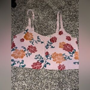 Free People Intimately Floral Ribbed Women's Top Size L